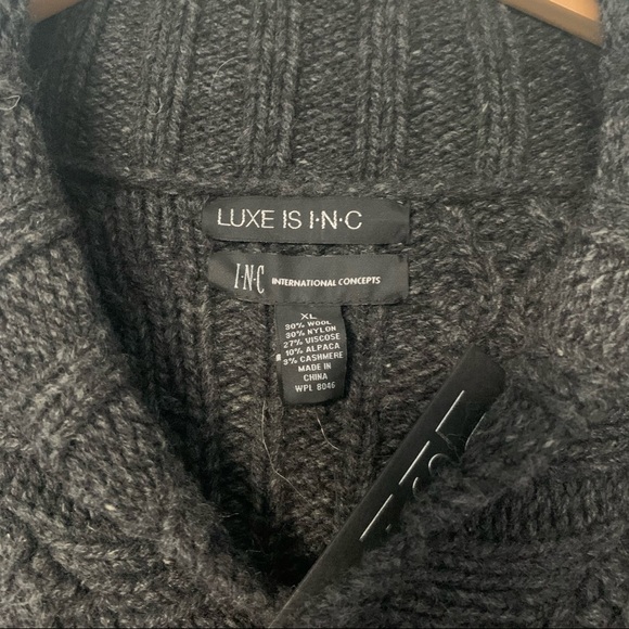 NWT INC Luxe Charcoal Gray Button Up Sweater XL - Picture 2 of 7